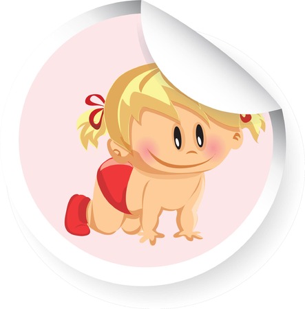 sticker with baby girl のイラスト素材