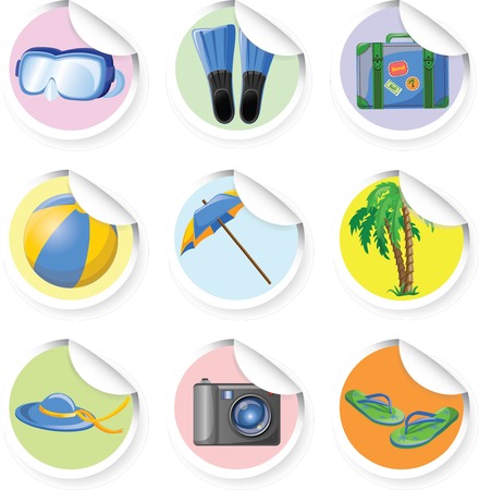 Set of summer activity stickers - vector のイラスト素材