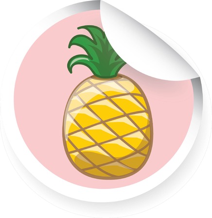 Sticker with cartoon pineapple のイラスト素材