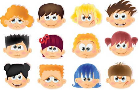  Cartoon funny kids with emotions のイラスト素材