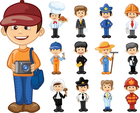 Cartoon characters of different professions のイラスト素材