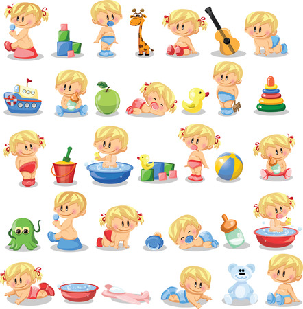 Vector illustration of baby boys, baby girlsのイラスト素材