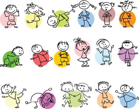 Cute happy cartoon doodle kidsのイラスト素材