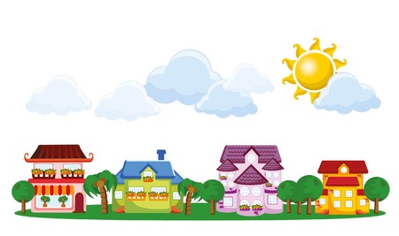 Cartoon picture of housesのイラスト素材