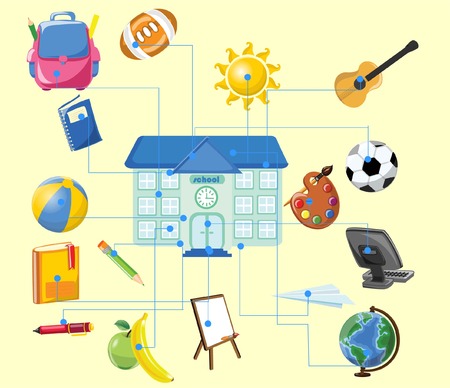 Cartoon school iconsのイラスト素材