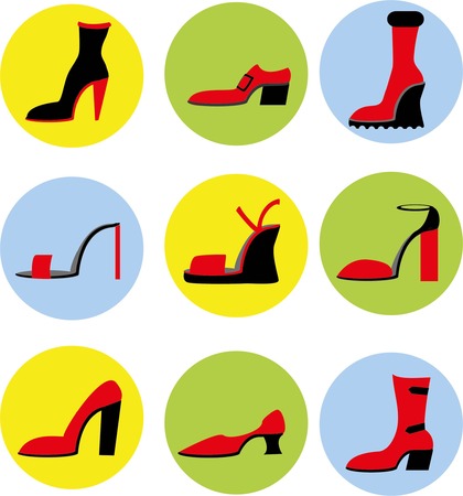Vector icons of different shoesのイラスト素材
