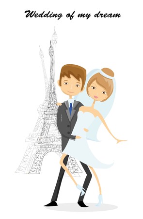 Wedding background, bride and groom near the Bid Benのイラスト素材