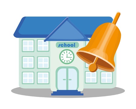 Back to school, cartoon school and bellのイラスト素材