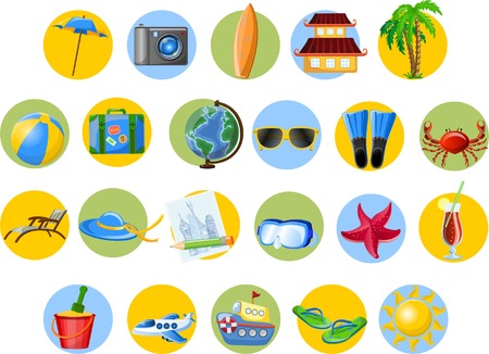 Travel cartoon iconsのイラスト素材