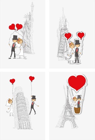 Wedding background, bride and groomのイラスト素材