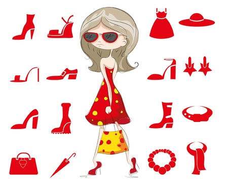 Cartoon fashionable girl and women\\のイラスト素材