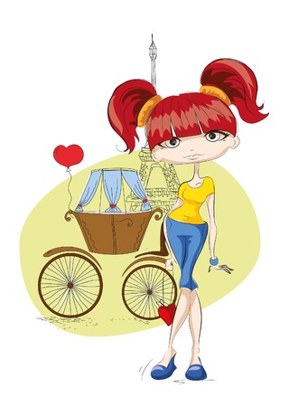 Cartoon fashionable girlのイラスト素材