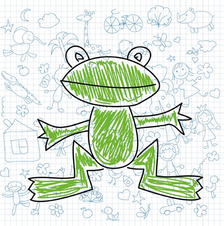 Frog drawingのイラスト素材