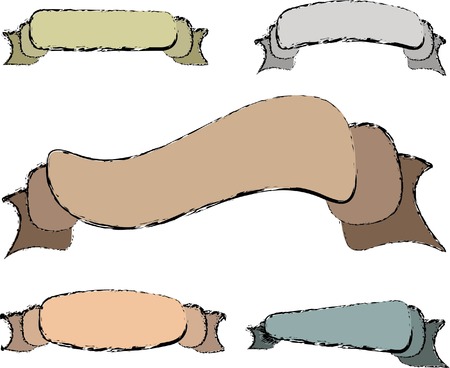Set of line and bold banner ribbonsのイラスト素材