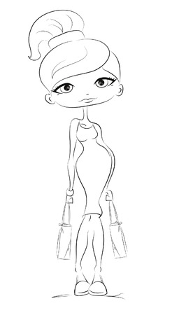 Cartoon fashionable girlのイラスト素材