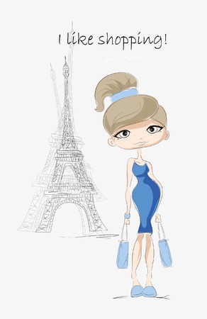 Cartoon fashionable girlのイラスト素材