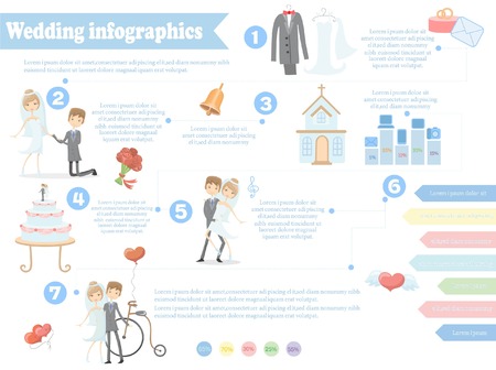 Wedding infographics, including template design elementsのイラスト素材
