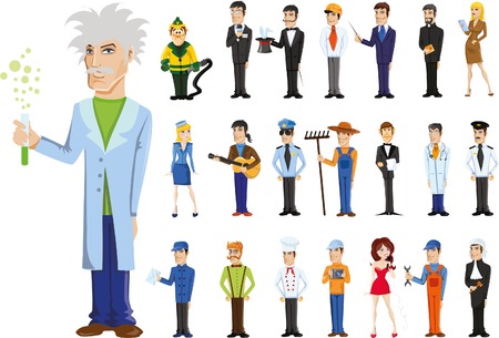 Cartoon vector characters of different professionsのイラスト素材