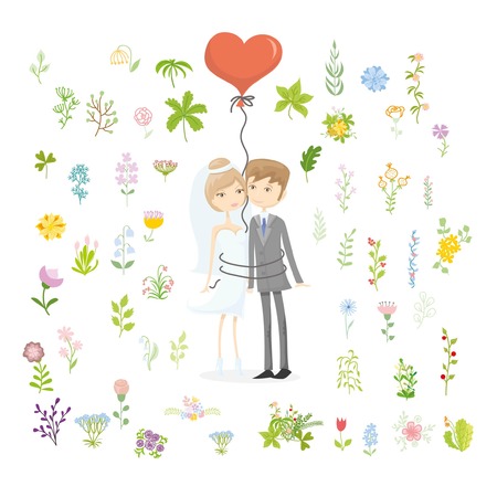 Set of wedding design template elementsのイラスト素材