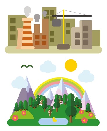 Two landscapes in the flat style Urbanのイラスト素材