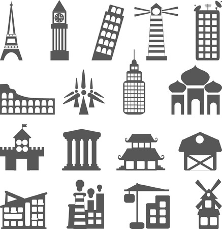 Set of different buildings and houses iconsのイラスト素材