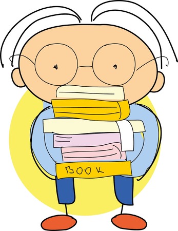 Doodle student with booksのイラスト素材