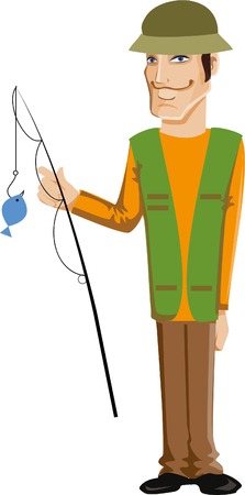 Cartoon characters of fishermanのイラスト素材