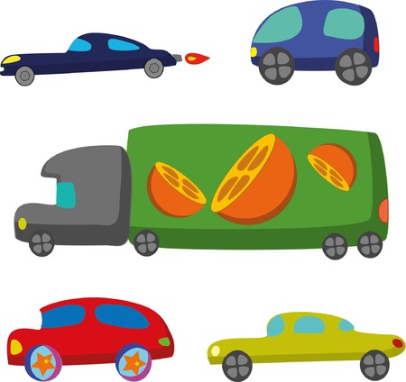 Doodle transport car iconsのイラスト素材