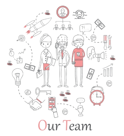 Doodle line design of web banner templates withのイラスト素材