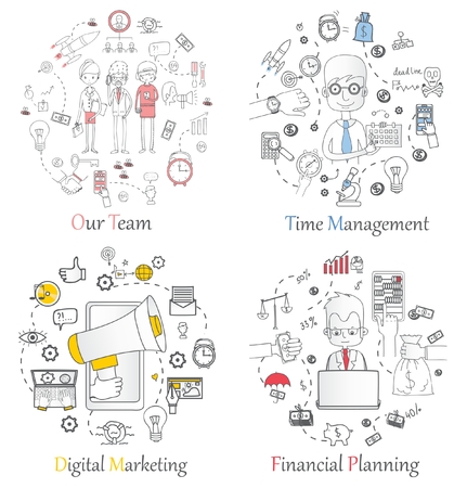Doodle line design of web banner templates withのイラスト素材