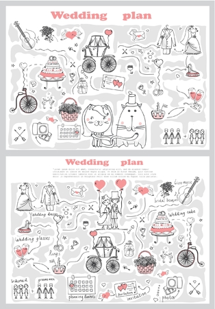 Doodle line design of web banner template withのイラスト素材