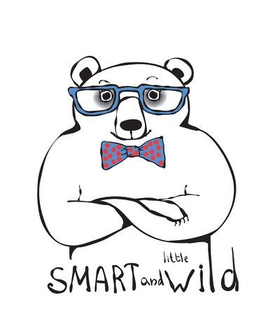 Cartoon bear portrait Smart and Wildのイラスト素材
