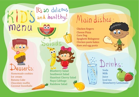 Colorful kid's menu for children partyのイラスト素材