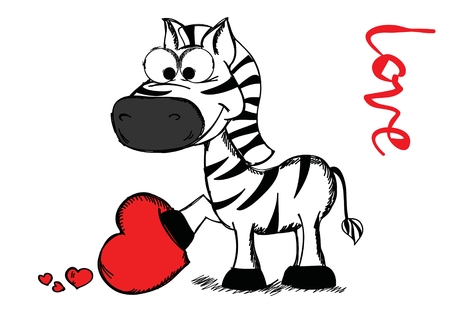Valentine's Day Greeting Card with cute zebraのイラスト素材
