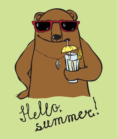 Cool Bear drink summer cocktailのイラスト素材