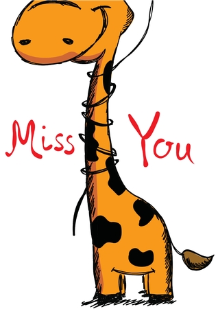 Valentine's Day Greeting Card with cute giraffeのイラスト素材