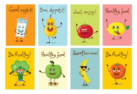 Set of cartoon cards with emotionsのイラスト素材