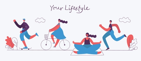 World Health Day. Vector illustration of a healthy lifestyle