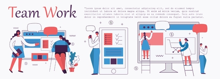 Vector illustration of business people in the flat style.のイラスト素材