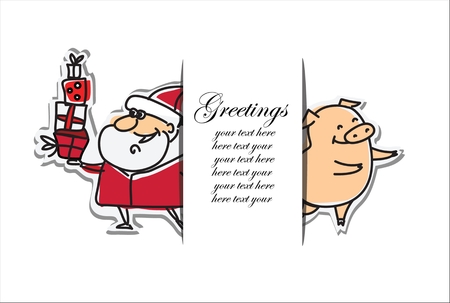 Christmas card with Santa Claus and symbol of the yearのイラスト素材