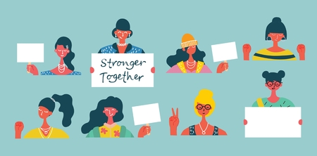 Colorful vector illustration concept of happy womenのイラスト素材