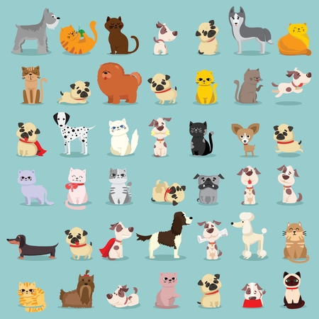 Vector illustration of cute and funny cartoon pet characters.のイラスト素材