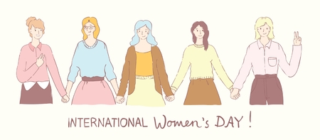 Colorful vector illustration of Happy Women's internar day.のイラスト素材