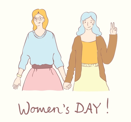 Colorful vector illustration concept of happy womenのイラスト素材