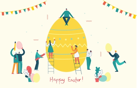 Vector illustration of celebrating and preparing to the Easter day.のイラスト素材