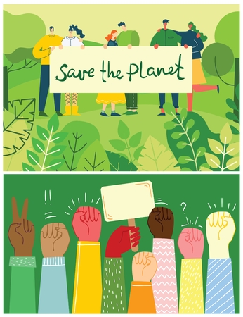 Vector illustration with activistsのイラスト素材