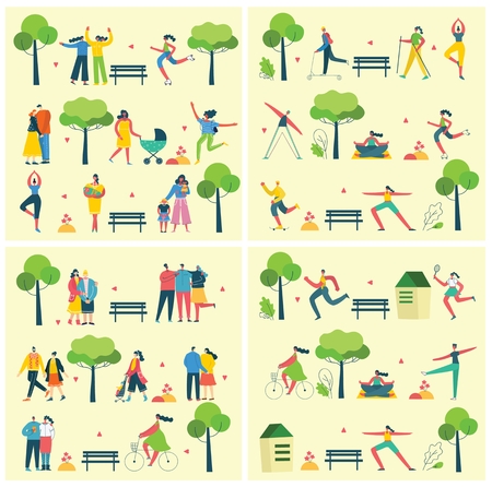 Vector background with different peopleのイラスト素材