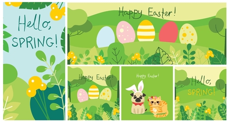 Happy Easter card in the flat design.のイラスト素材