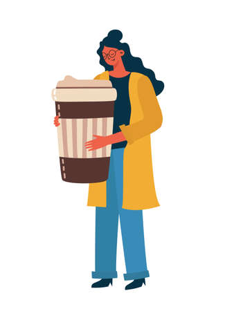 Hand drawn fashion girl illustration in the flat styleのイラスト素材