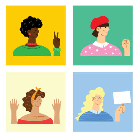 International women's day.Diverse international and interracial group of standing women. For girls...